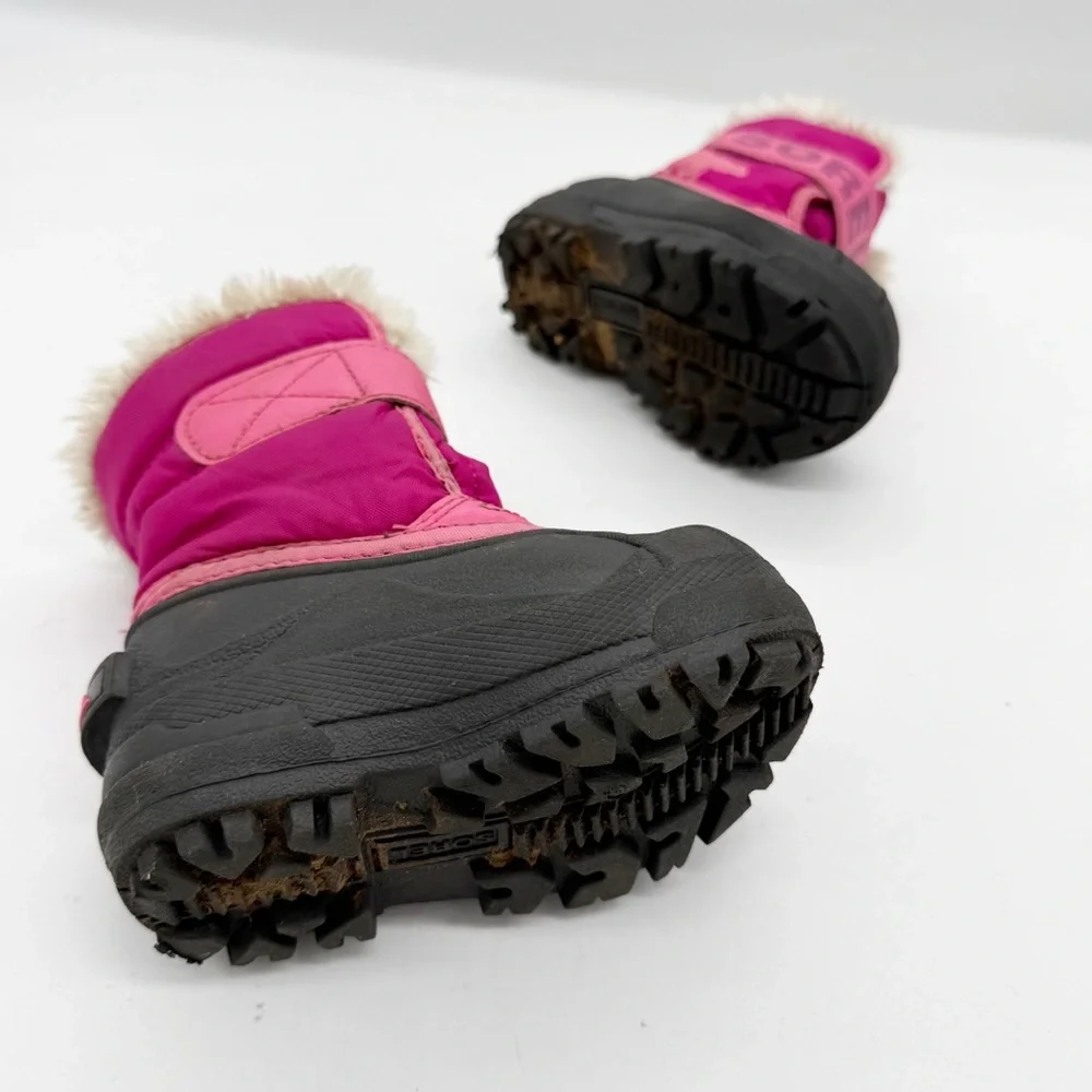 Sorel Snow Commander Winter Boot Toddler Size 6 Waterproof Pink Faux Fur Outdoor